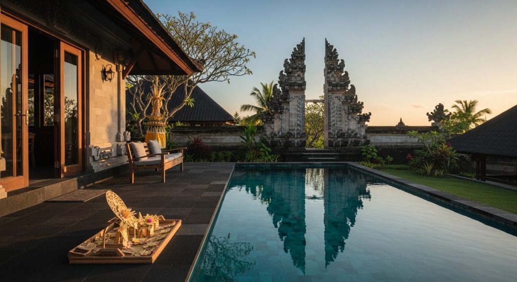 Bali artisan heritage experiences, Bali — Photorealistic editorial luxury travel photo, authentic Bali, refined five-sta