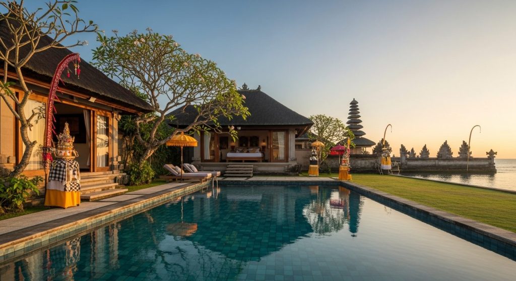 best time to visit Bali luxury travel, Bali — Photorealistic editorial luxury travel photo, authentic Bali, refined five
