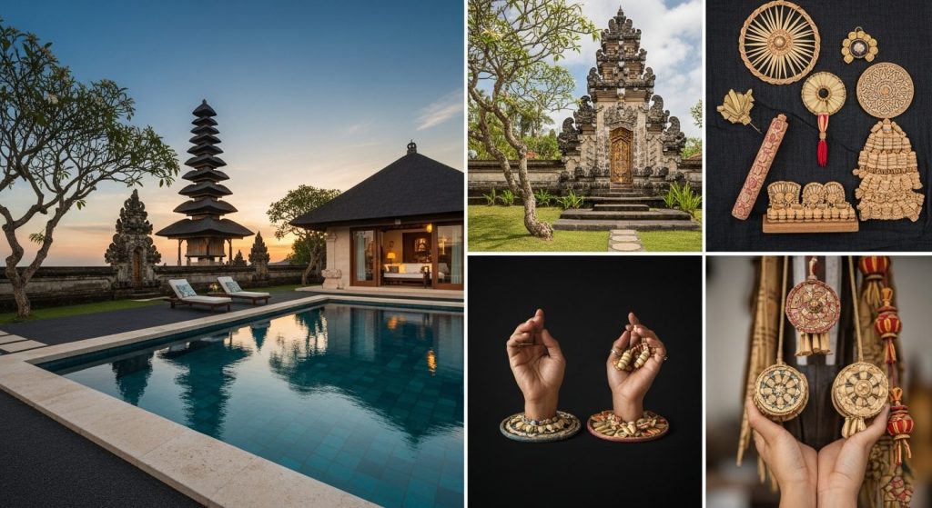 Bali luxury travel concierge service, Bali — Photorealistic editorial luxury travel photo, authentic Bali, refined five-