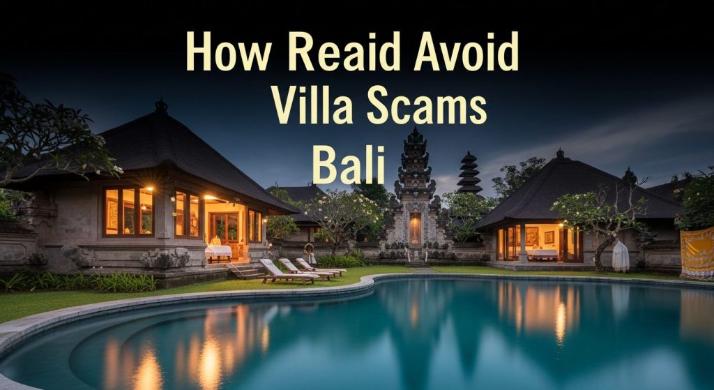 how to avoid Bali villa scams, Bali — Photorealistic editorial luxury travel photo, authentic Bali, refined five-star, p