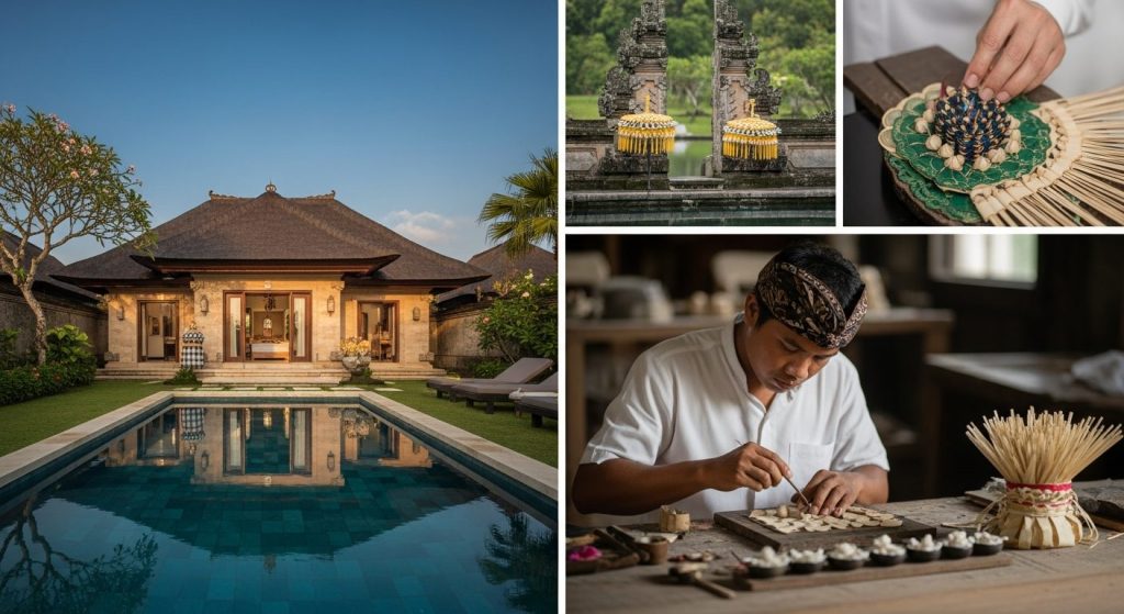 Bali luxury travel concierge service, Bali — Photorealistic editorial luxury travel photo, authentic Bali, refined five-