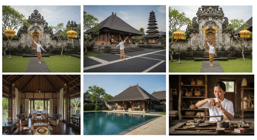 authentic luxury travel Bali, Bali — Photorealistic editorial luxury travel photo, authentic Bali, refined five-star, pr